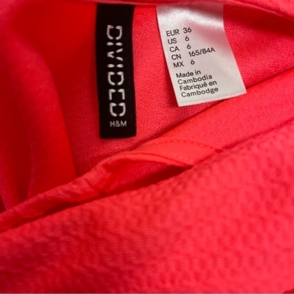 Women’s H&M Coral Neon Skater Summer Dress Size 6 US! - Picture 3 of 4